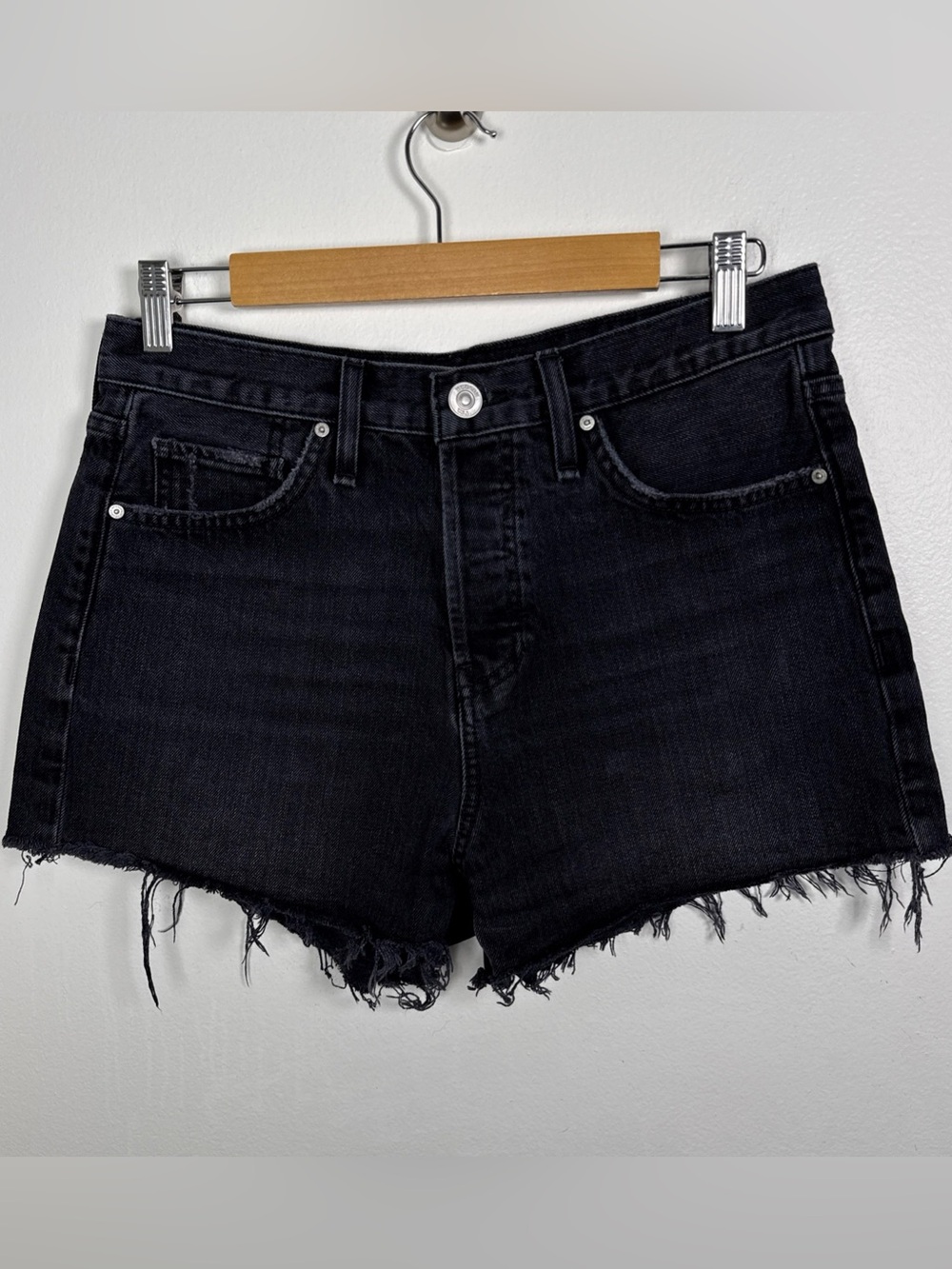 Hudson Lori Denim High Rise Shorts In Night Fever Women Size 28 Cotton Raw Hem - Picture 2 of 11